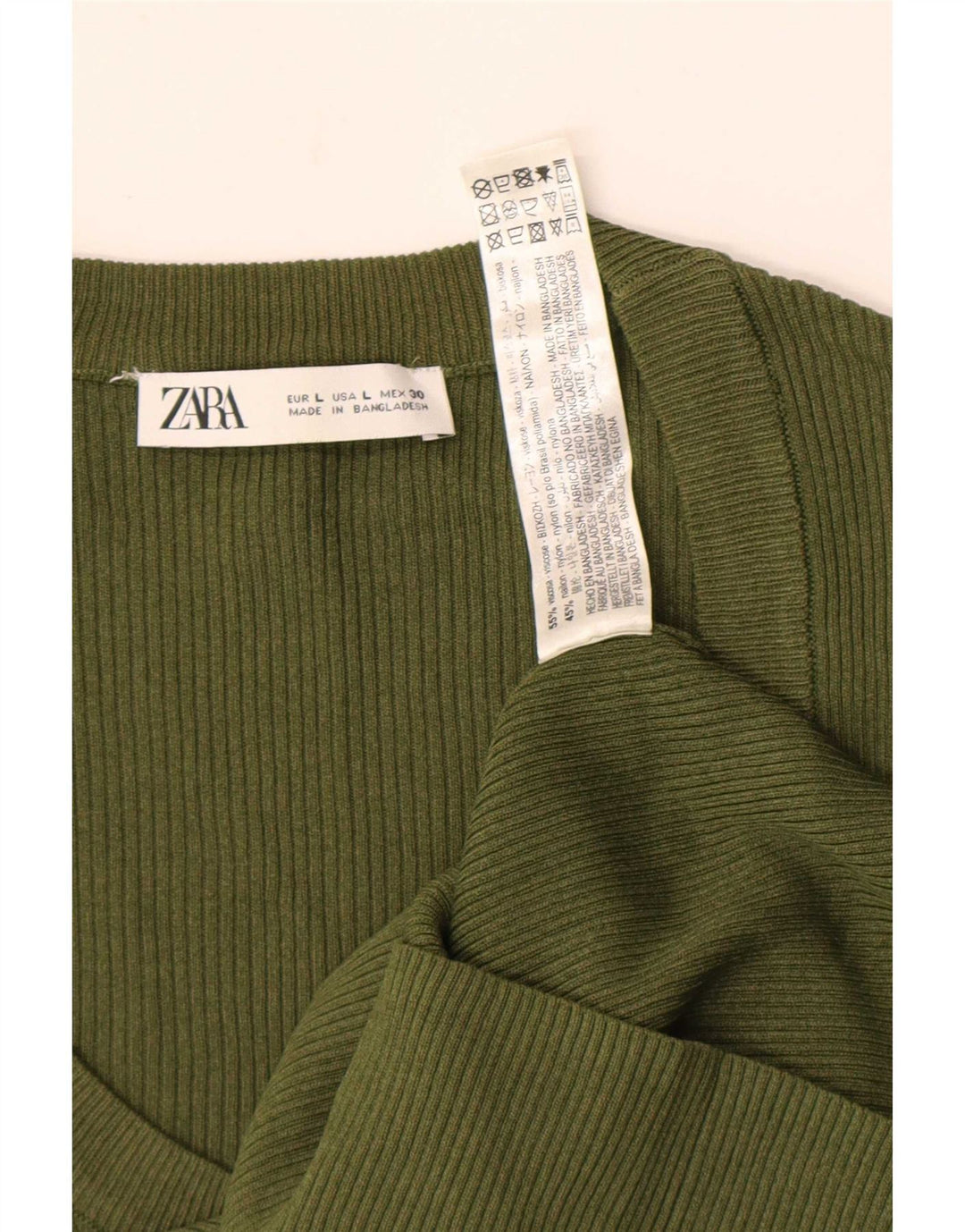 Damski top z długim rękawem Zara UK 14, duża wiskoza khaki