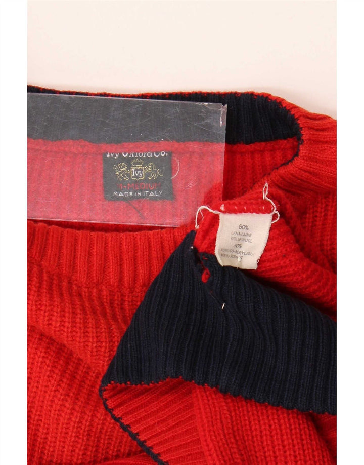 Męski sweter z okrągłym dekoltem Ivy Oxford, średnia czerwona wełna