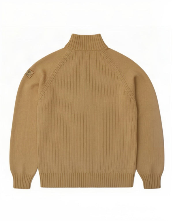 Męski sweter Timberland o luźnym kroju i zapinanym na zamek, mały, beżowy, bawełniany