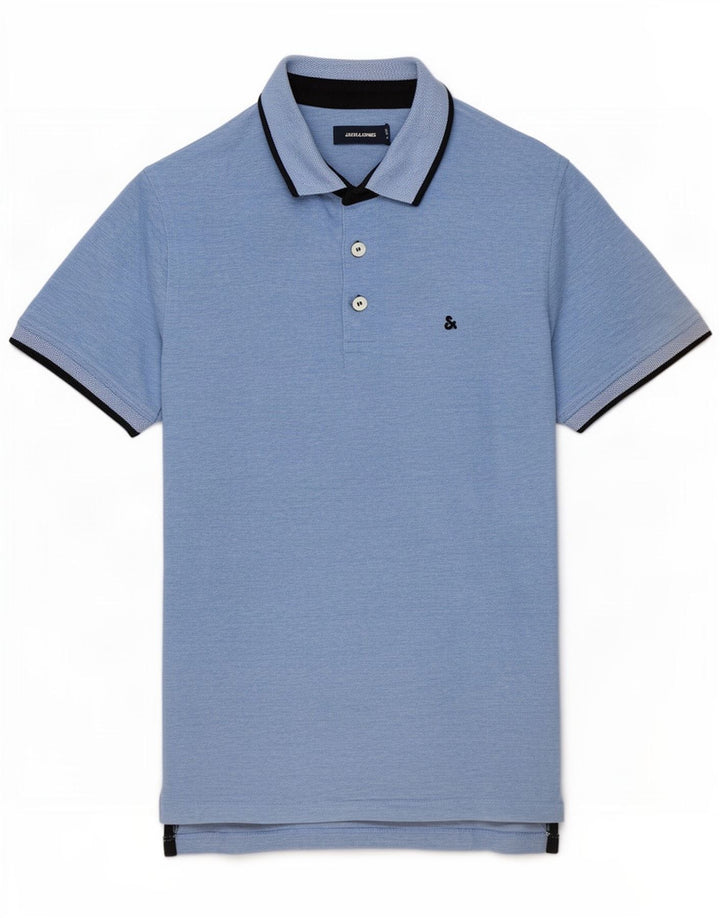 Męska koszulka polo Jack & Jones, średnia niebieska, bawełniana