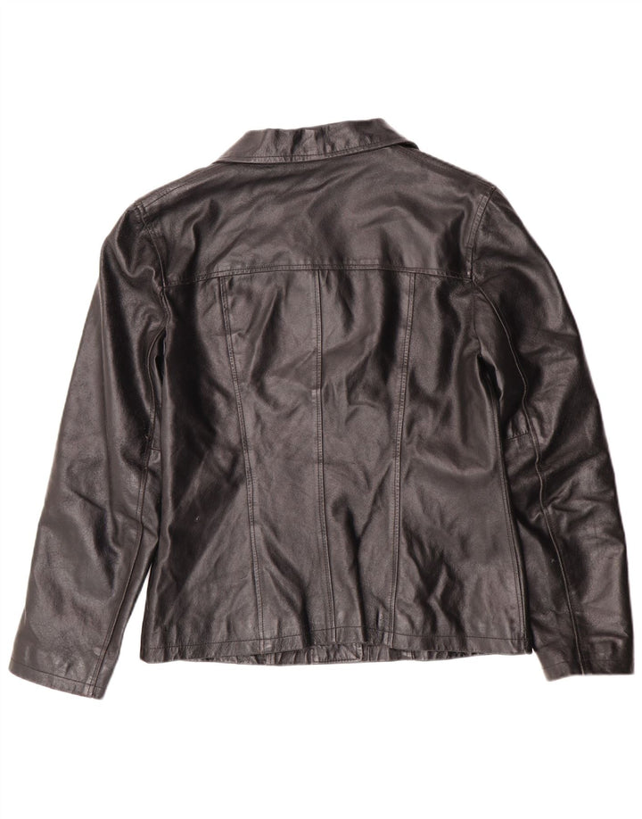 Kurtka skórzana damska vintage UK 12 Średnia czarna skórzana klasyczna