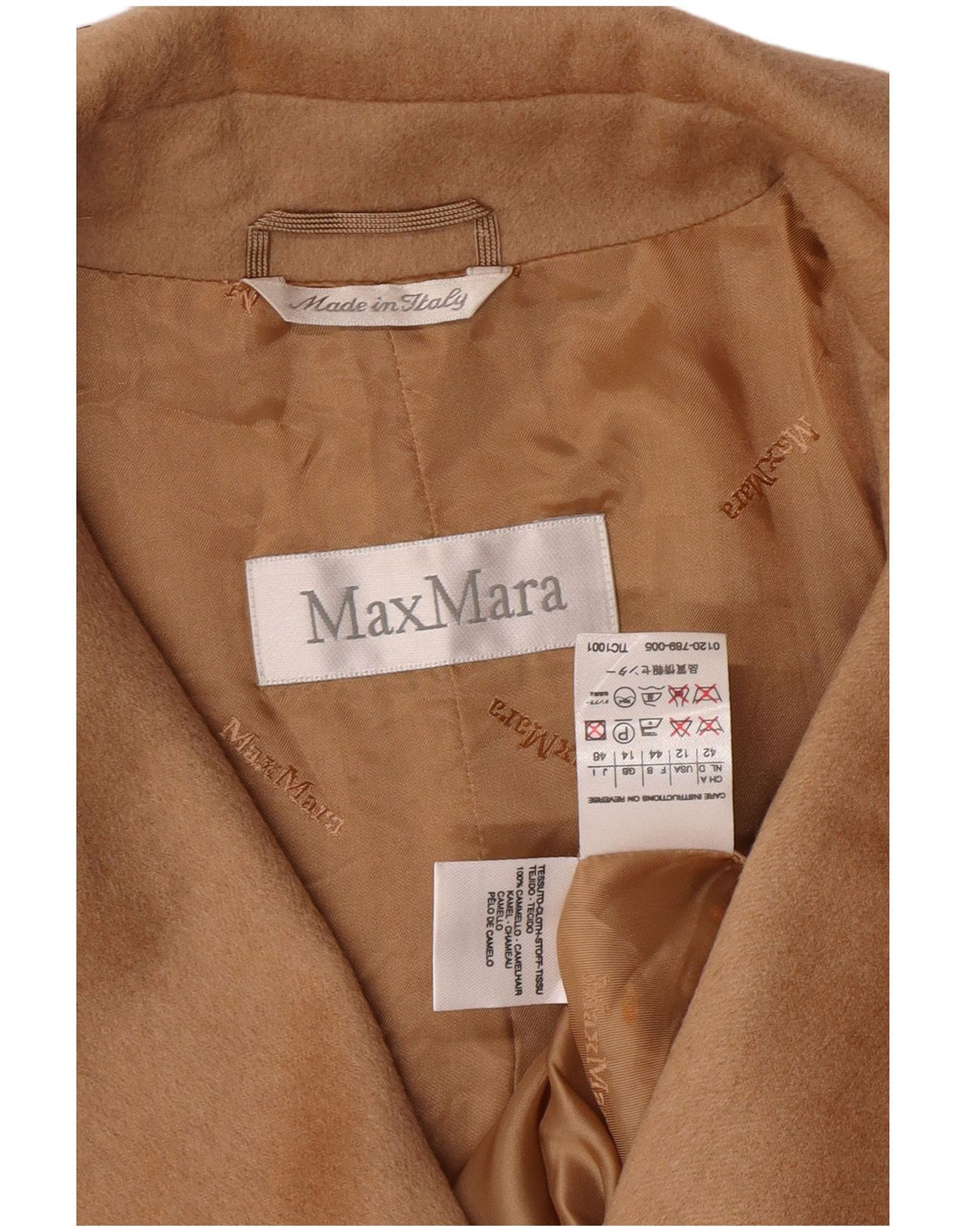 MAX MARA Damska marynarka zapinana na 4 guziki UK 14, duża, beżowa, Camelhair Classic