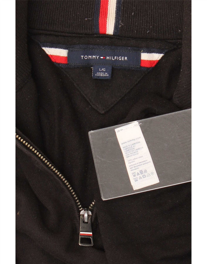 Męski sweter zapinany na zamek Tommy Hilfiger, duży, czarny, bawełniany