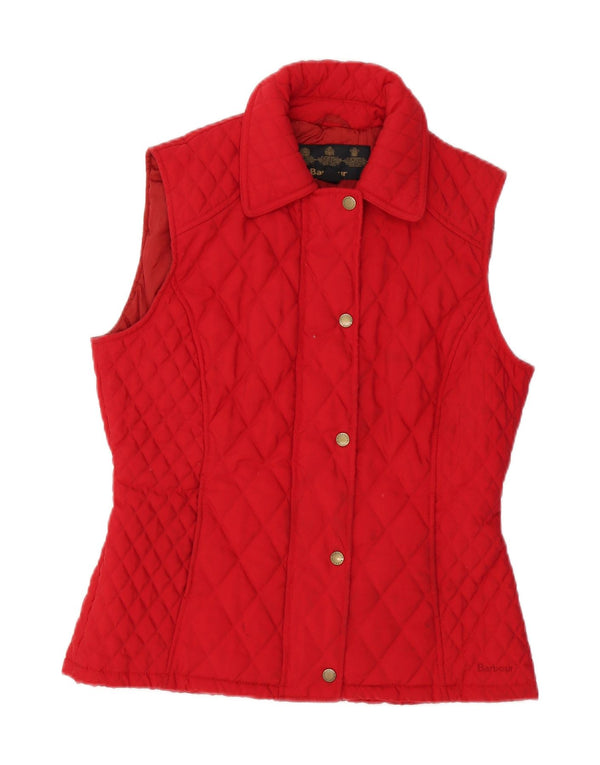 BARBOUR Womens Quilted Gilet UK 12 Medium  Red Polyester