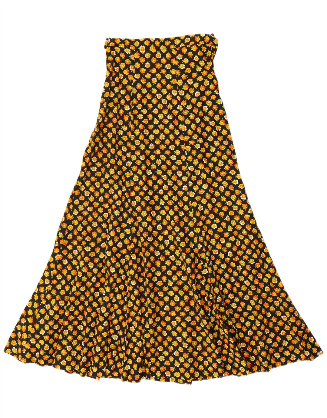 VINTAGE Damska spódnica maxi w kształcie litery A EU 34 2XS W24 Czarna bawełniana w kwiaty