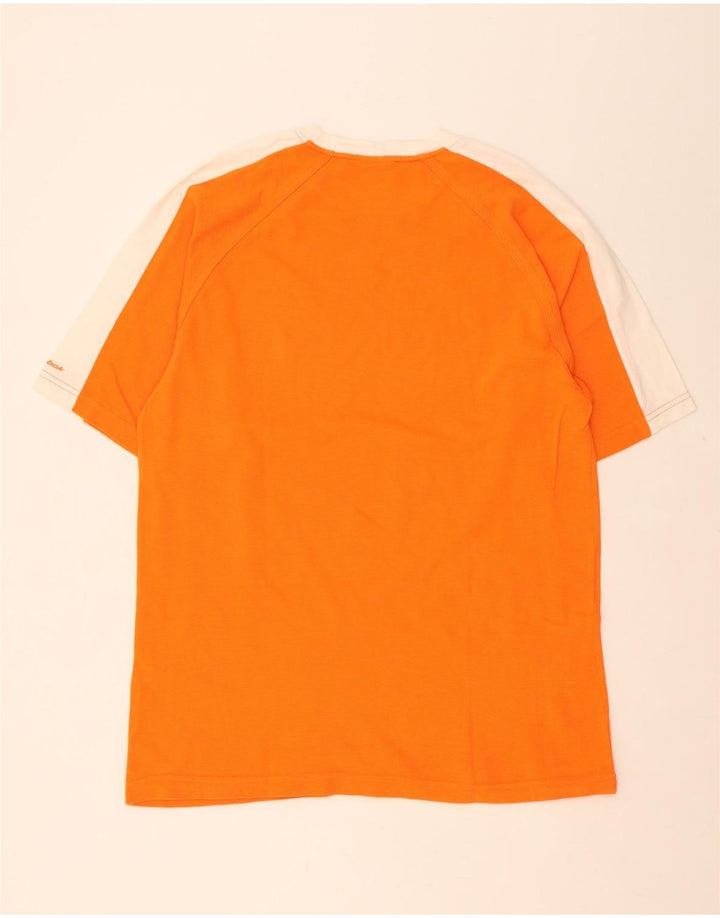 REEBOK Mens T-Shirt Top Medium Orange Colourblock Cotton Vintage Reebok and Second-Hand Reebok from Messina Hembry 