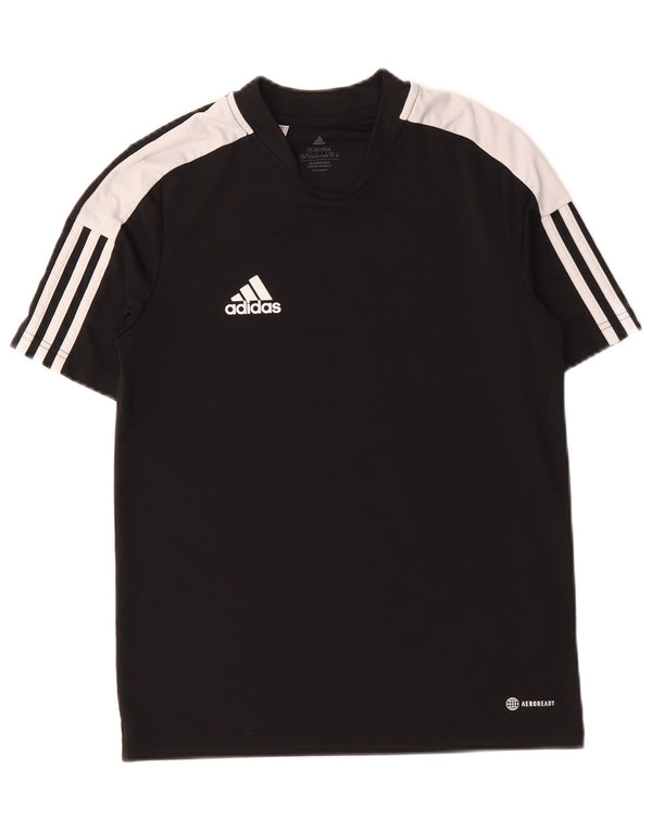 Chłopięca koszulka Adidas Aeroready Top 13-14 lat Czarny poliester z blokami kolorów