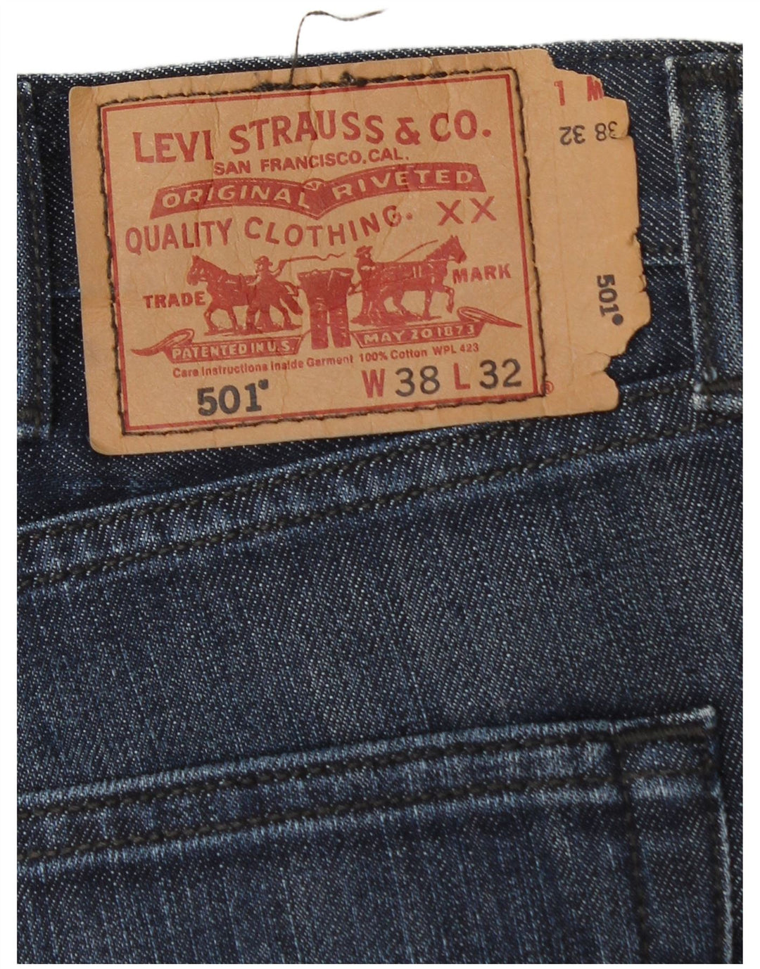 Męskie dżinsy Levi's 501 Straight W38 L30 Granatowa bawełna