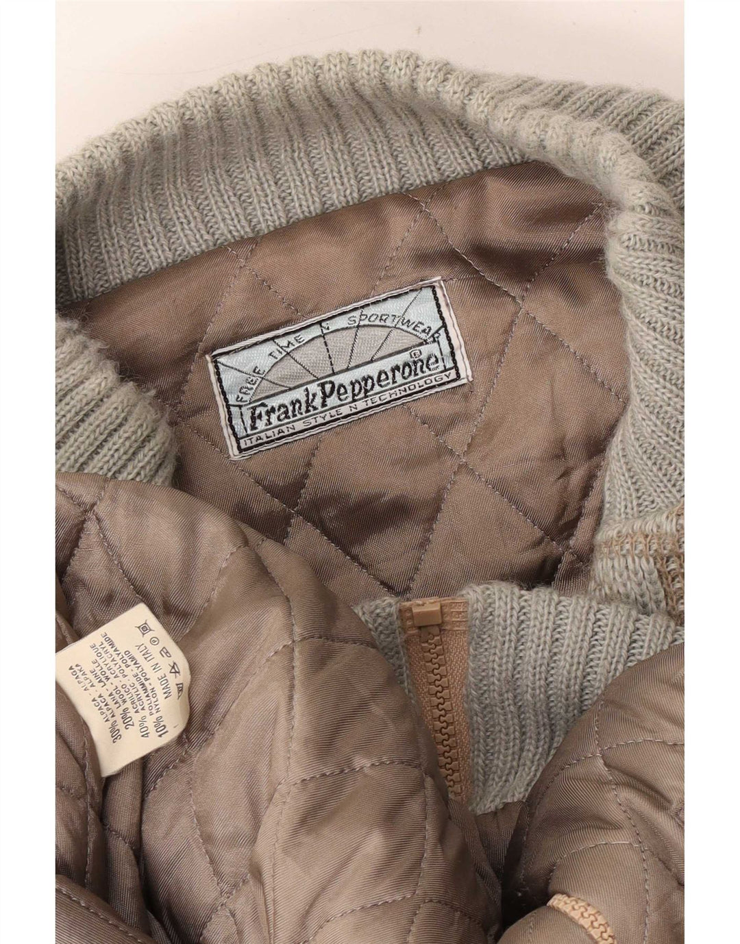 Męska dzianinowa kurtka bomber Frank Pepperone UK 42 XL w kolorze zielonym