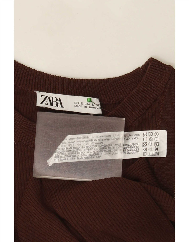 Top damski z kamizelką Zara UK 8 Small Brown wiskoza