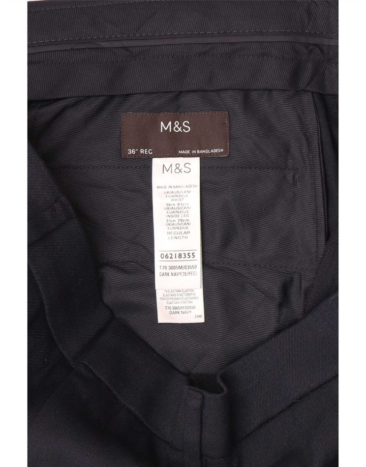 Męskie spodnie garniturowe Marks & Spencer W36 L31 Granatowy poliester