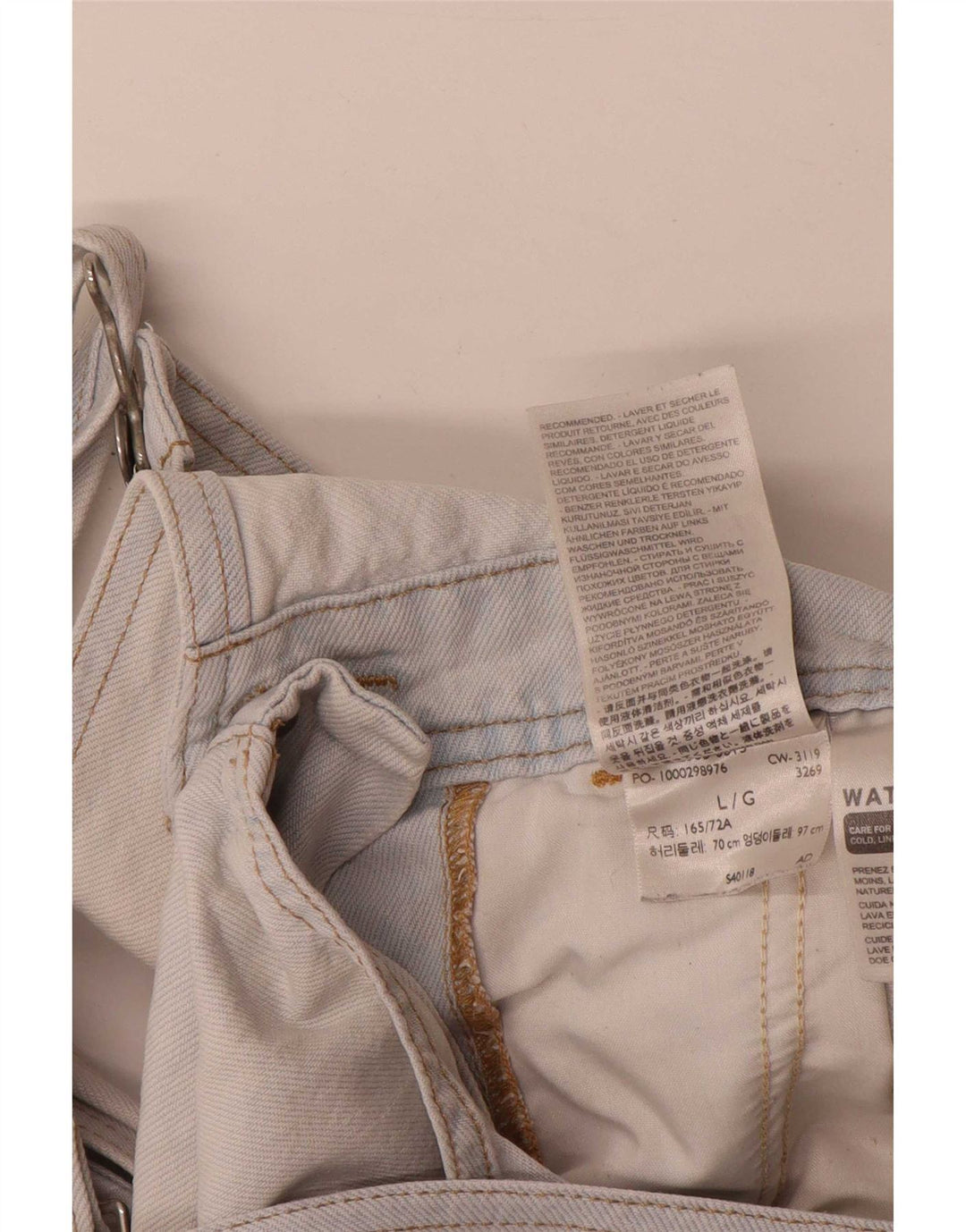 Damskie spodenki jeansowe ogrodniczki Levi's, duże, W34, niebieska bawełna