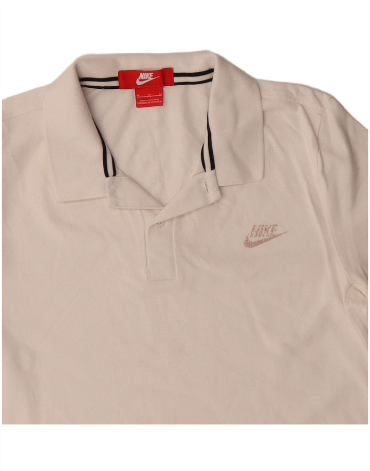Męska koszulka polo NIKE, średnia, biała, bawełniana