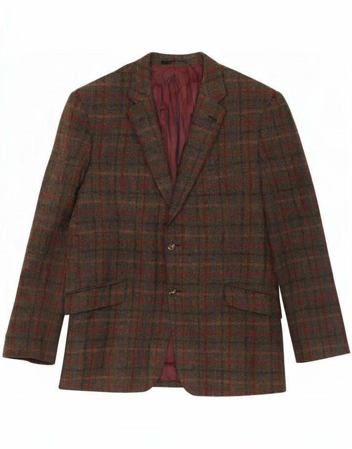 Vintage męska marynarka zapinana na 2 guziki UK 48 4XL wielokolorowa wiskoza w kratkę