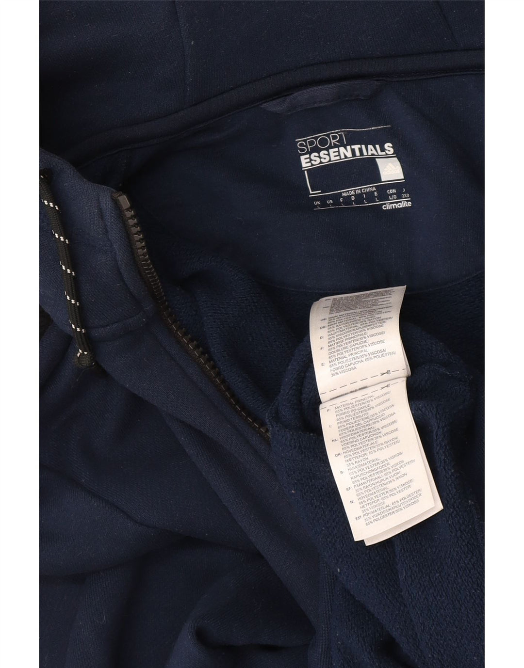 Adidas Męski sweter z kapturem Climalite Zip, duży granatowy poliester