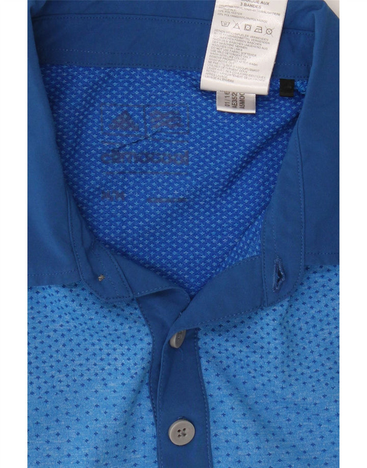 ADIDAS Mens Polo Shirt Medium Blue Spotted Polyester