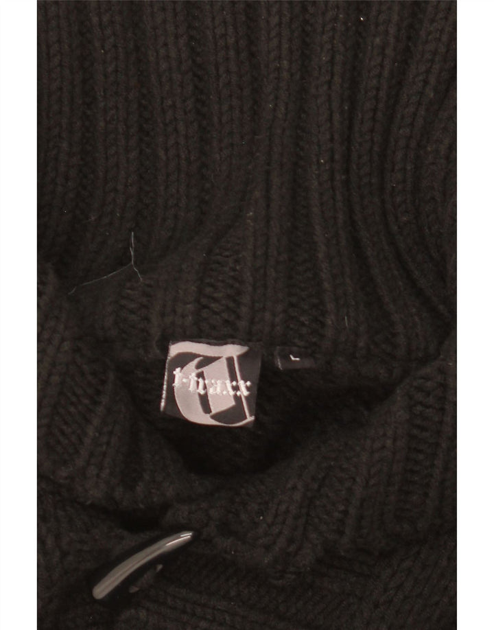 Vintage męski sweter rozpinany, duży czarny akryl