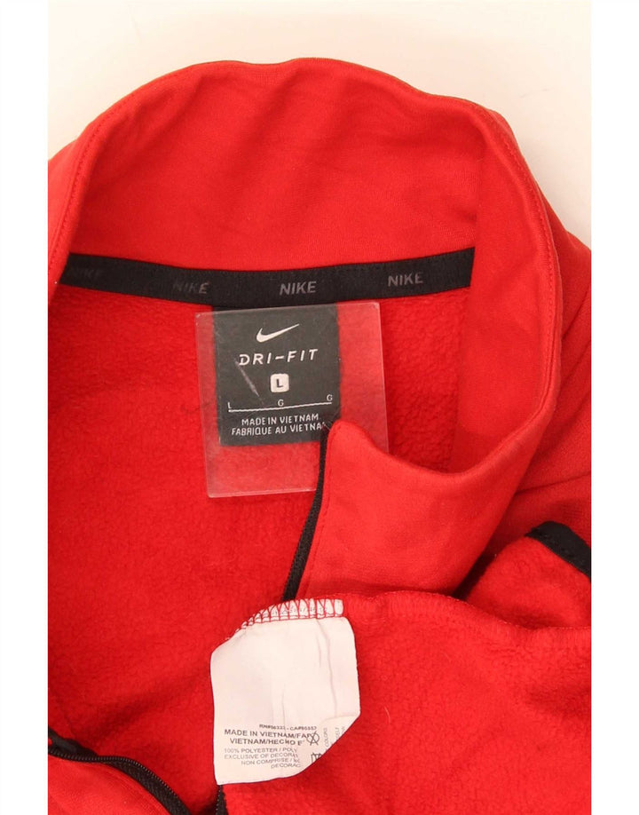 Męski sweter Nike Dri Fit z zamkiem błyskawicznym, duży, czerwony poliester