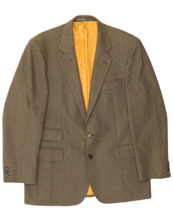 Męska marynarka zapinana na 2 guziki Magee UK 42 XL, wełniana brązowa kratka