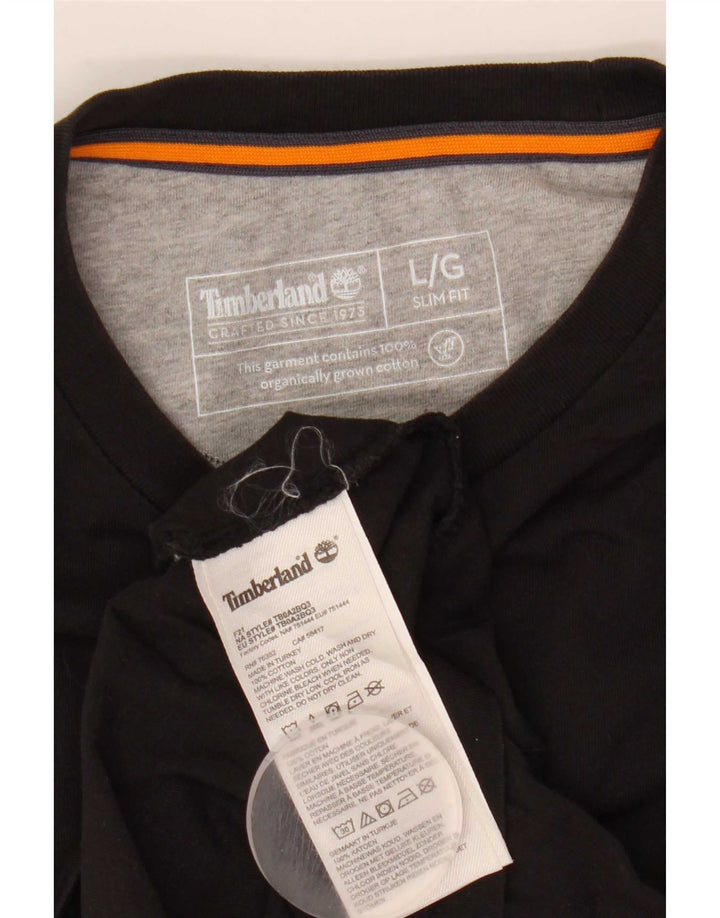 Męski top slim fit Timberland z długim rękawem, duży, czarny, bawełniany