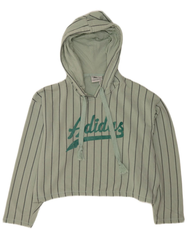 Damska bluza z kapturem Adidas Oversized Graphic Crop UK 8 Small Green Striped