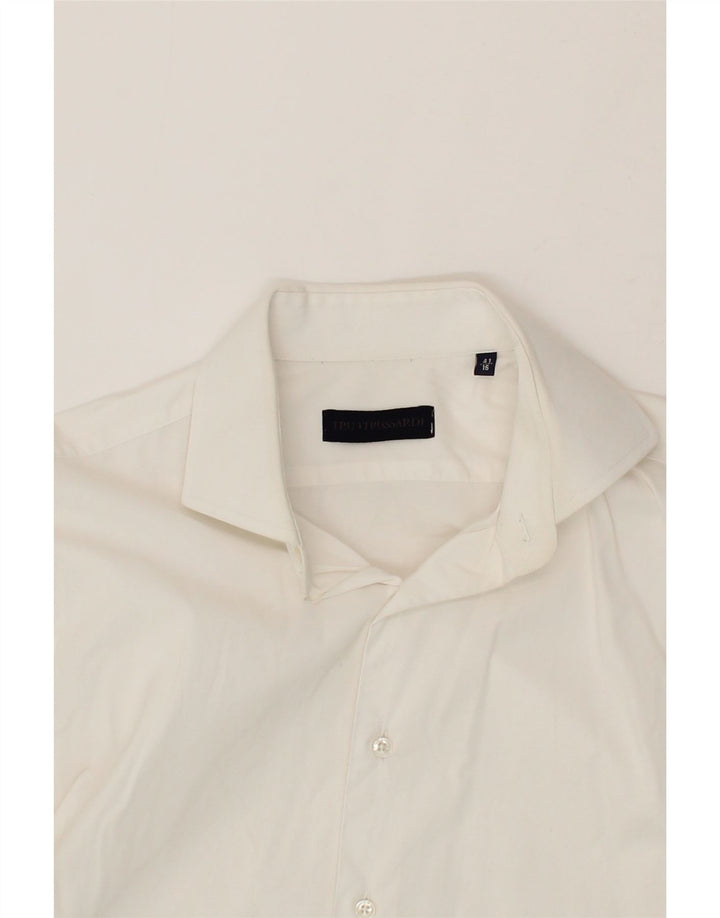 TRUSSARDI Mens Shirt Size 16 41 Large White Vintage Trussardi and Second-Hand Trussardi from Messina Hembry 