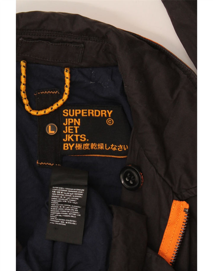 Damski płaszcz grochowy Superdry UK 16, duży, czarny, bawełniany