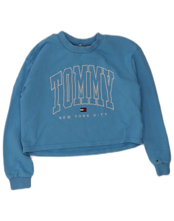 Chłopięcy sweter z kapturem i grafiką Tommy Hilfiger 13-14 lat, niebieski