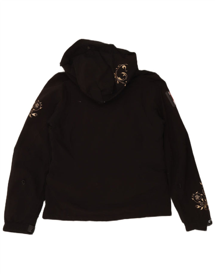 ICEPEAK Womens Hooded Windbreaker Jacket EU 40 Medium Black Paisley