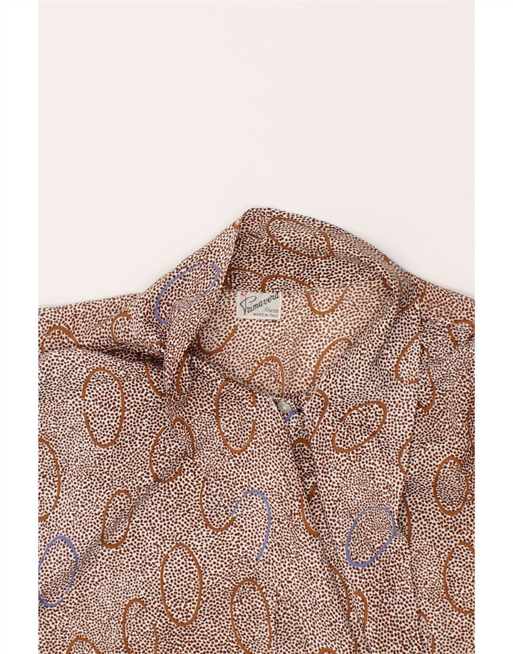 VINTAGE Womens Front Tie Shirt Blouse IT 47 Large Brown Spotted Vintage Vintage and Second-Hand Vintage from Messina Hembry 