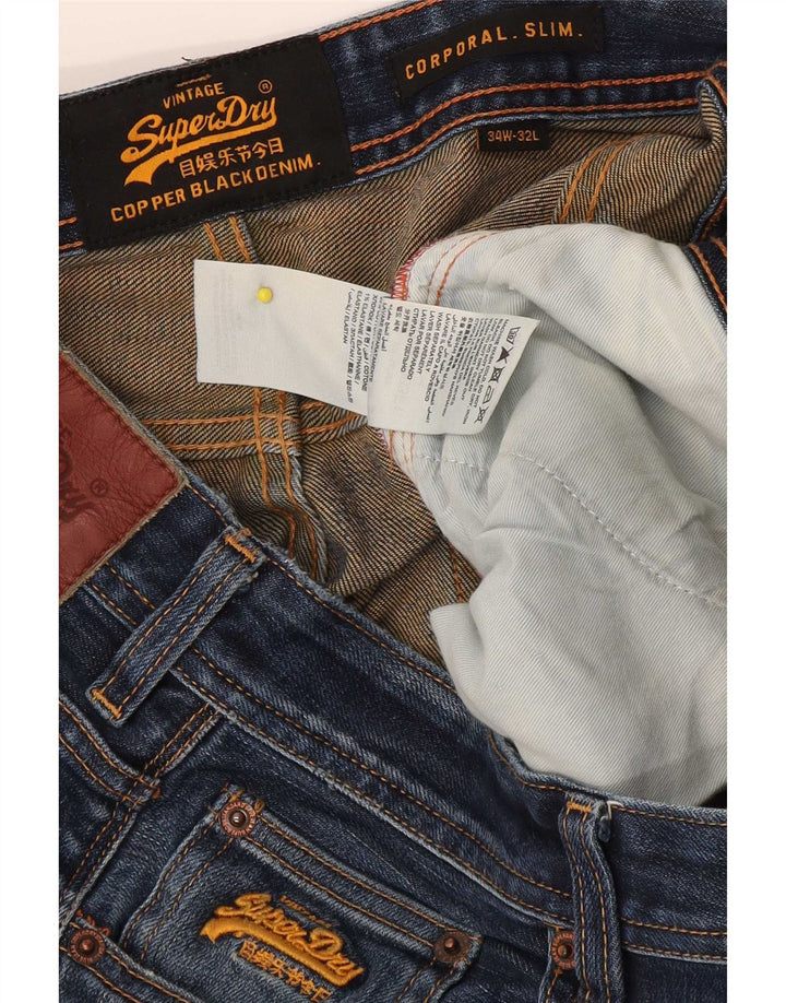 Męskie jeansy Superdry Corpporal W34 L32 Niebieskie, bawełniane