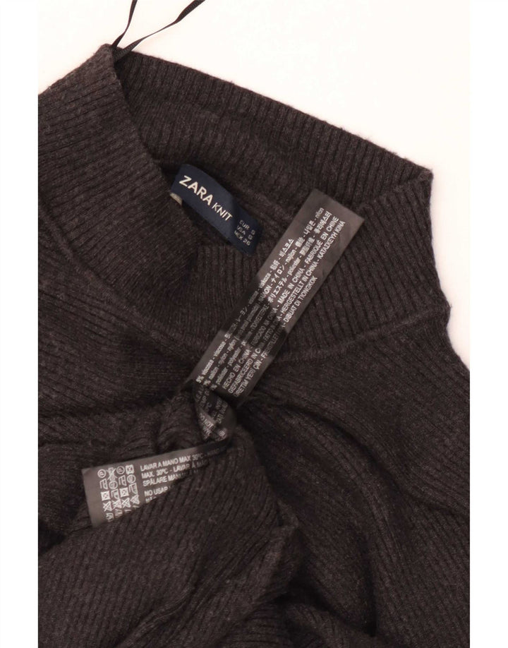 Damski sweter Zara Crop Oversize z golfem UK 10 Small Grey