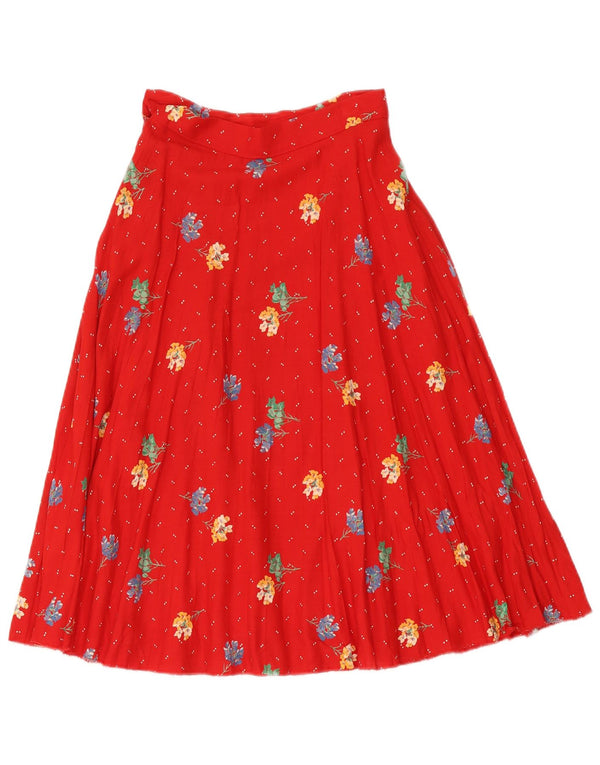 Vintage damska plisowana, rozkloszowana spódnica IT 40 Small W26 w czerwone kwiaty