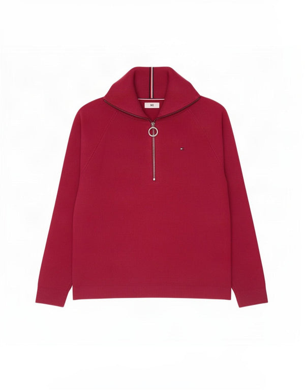Sweter damski Tommy Hilfiger z zamkiem błyskawicznym, UK 16, duży, bordowy