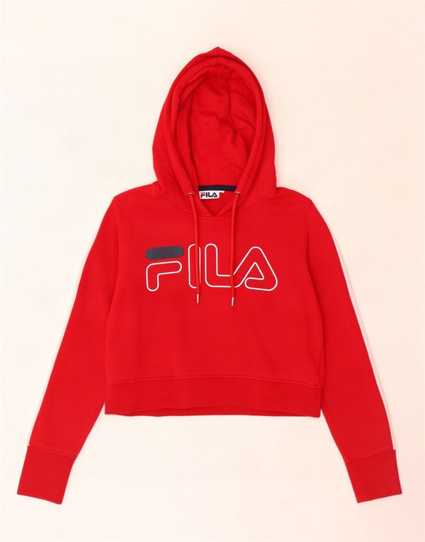 Damska bluza z kapturem Fila Oversize Crop Graphic UK 6 XS Czerwona bawełna