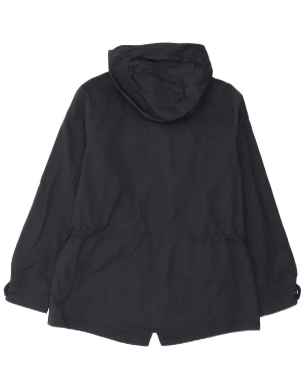 Crew Clothing Damski płaszcz przeciwdeszczowy z kapturem, duży, UK 10, mały, granatowy, bawełniany