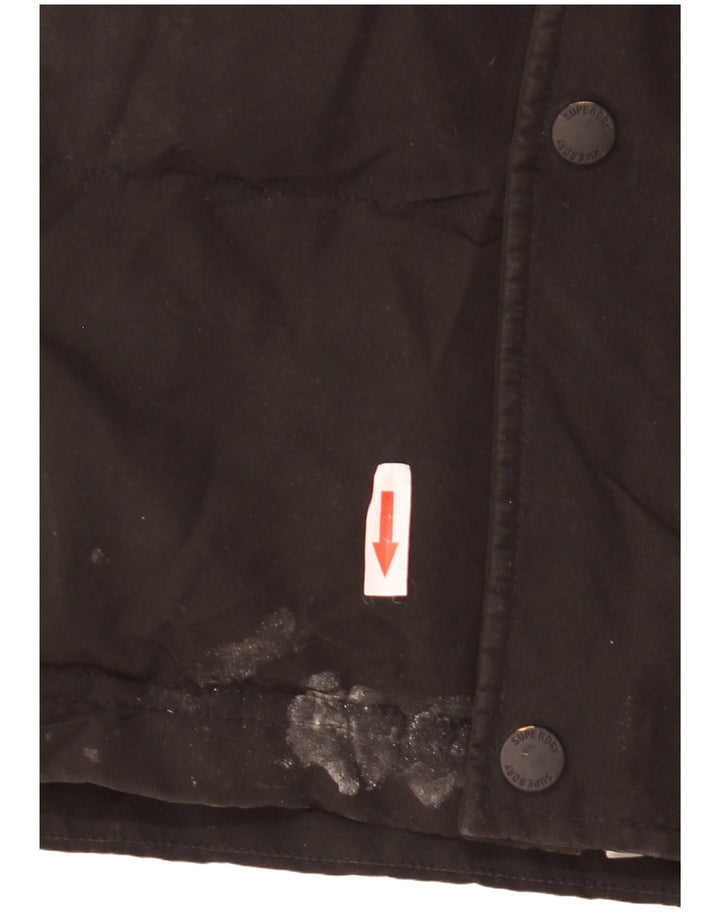 SUPERDRY Męska ocieplana kurtka z kapturem UK 36, mała, czarna, poliester