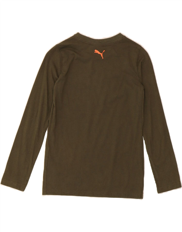 PUMA Boys Graphic Top Long Sleeve 7-8 Years Medium Khaki Cotton Vintage Puma and Second-Hand Puma from Messina Hembry 