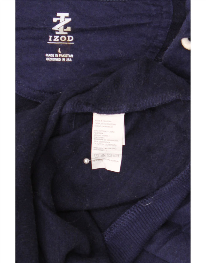 IZOD Męski sweter z kapturem i zamkiem błyskawicznym, duży, granatowy, bawełniany