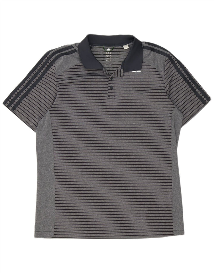 Męska koszulka polo adidas Climacool XL w szare paski z poliestru