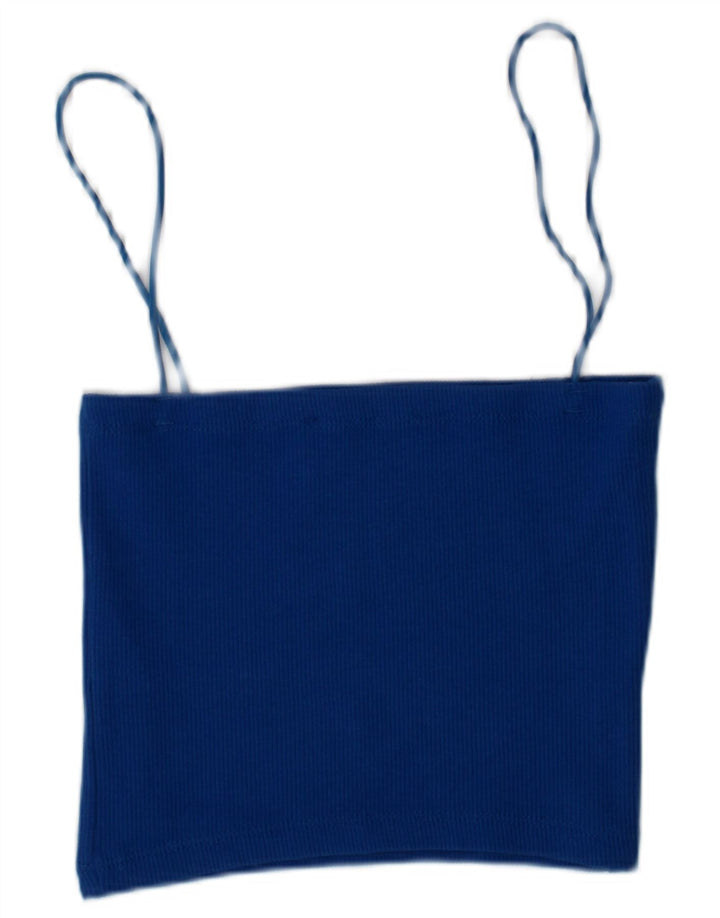 Damski top bralette Zara na ramiączkach, mały, niebieski, bawełniany
