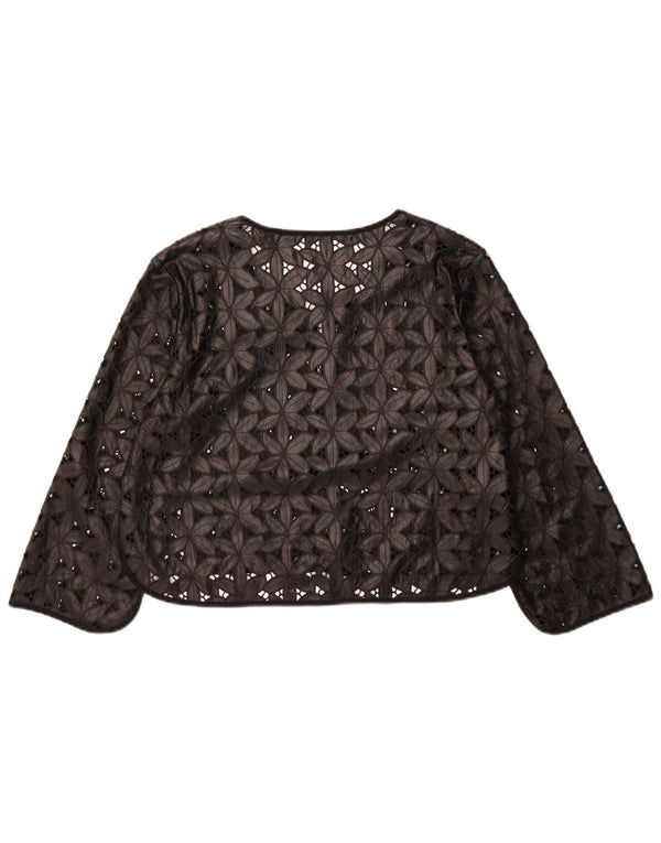 Elisa Landri Damska krótka koronkowa bolerko UK 12, średnia czarna w kwiaty