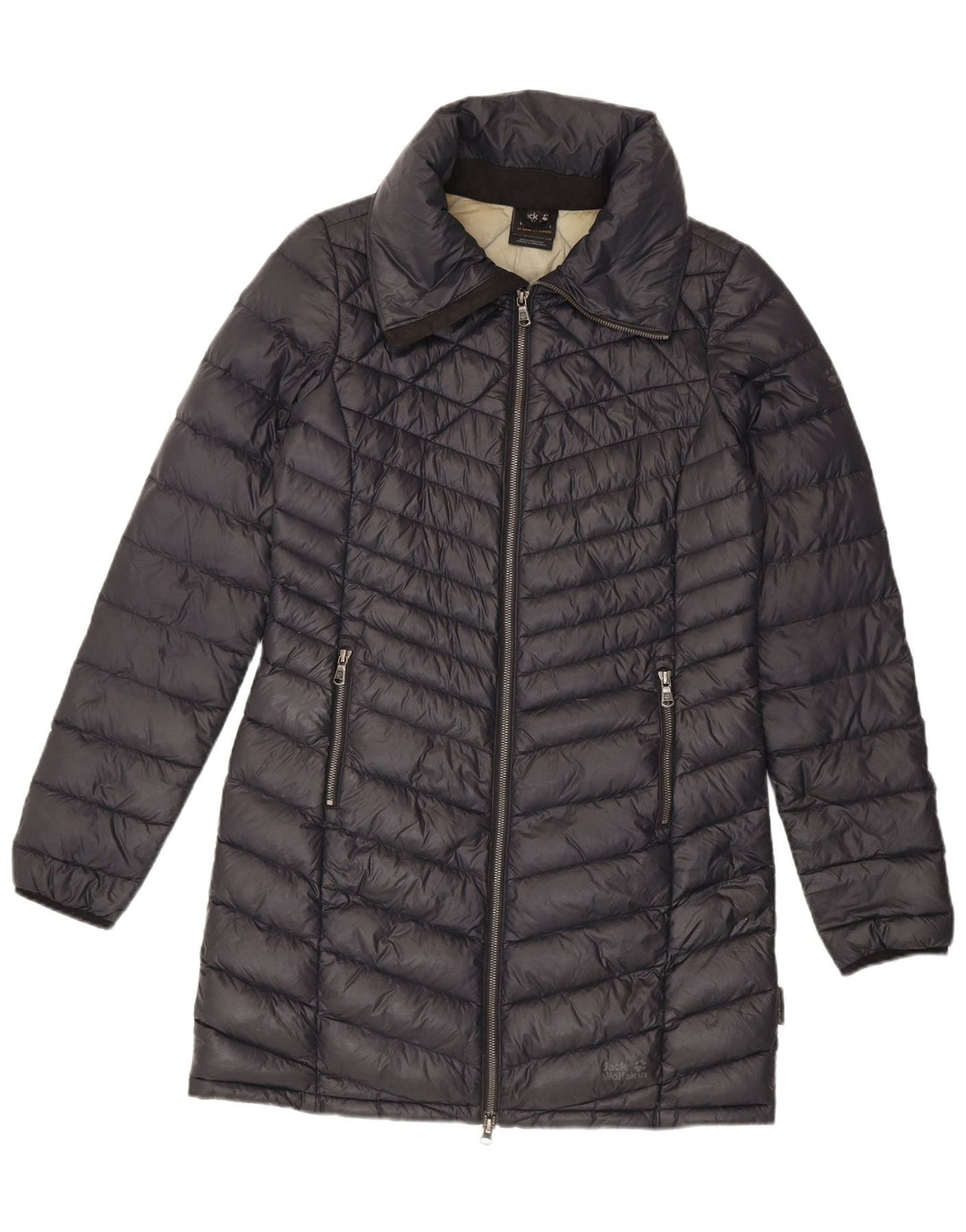 Damski płaszcz ocieplany Jack Wolfskin UK 8/10, mały, szary poliamid