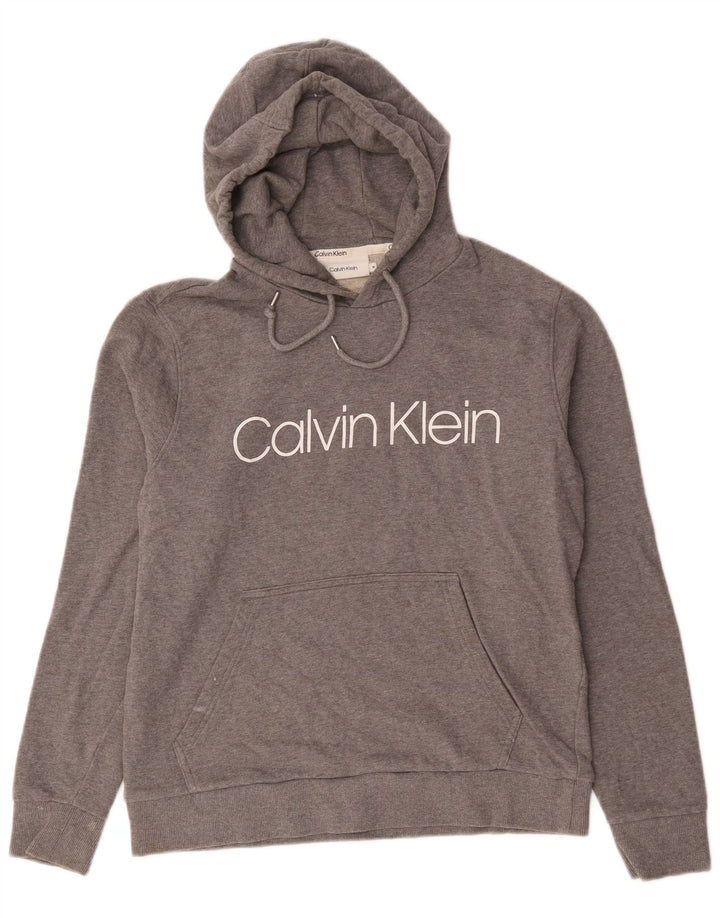 Calvin Klein Męska Bluza z Kapturem z Grafiką Średnia Szara Bawełna