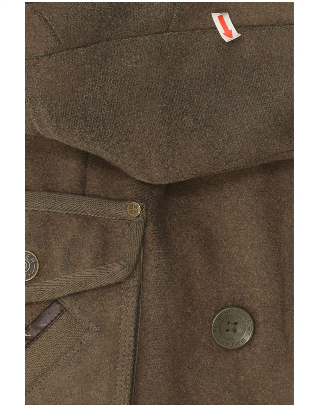 Damska kurtka wojskowa Superdry UK 10, mała, wełniana khaki
