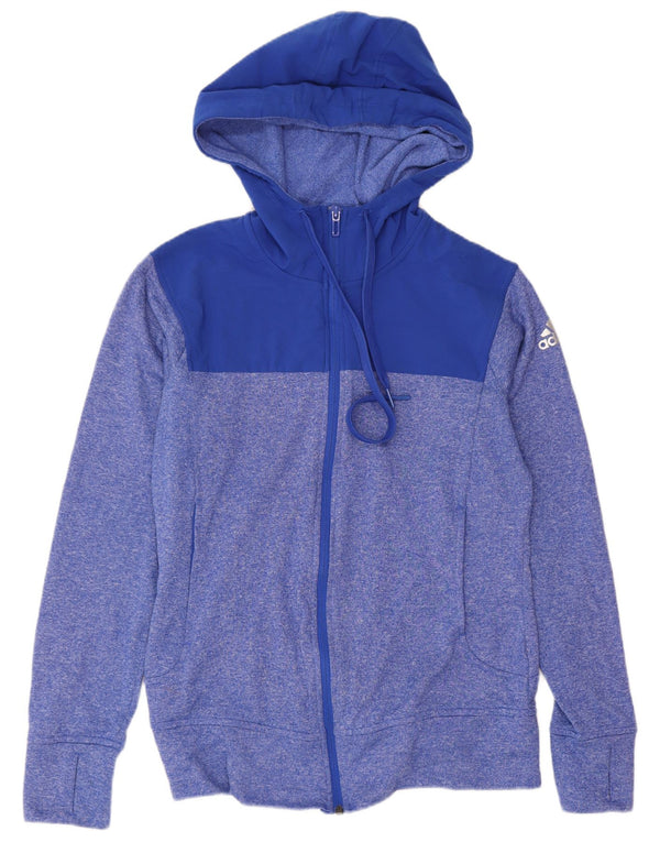 Damska bluza z kapturem i zamkiem Adidas UK 8/10 Small Blue Flecked Sports