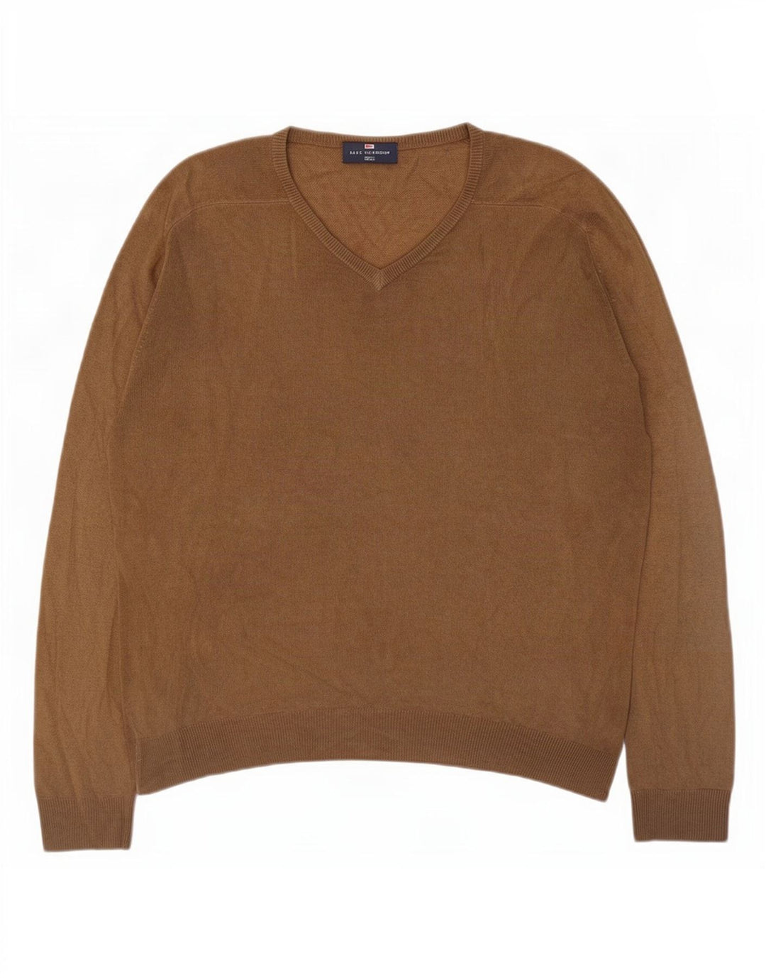 Męski sweter Marks & Spencer Blue Harbor z dekoltem w kształcie litery V, średni beż
