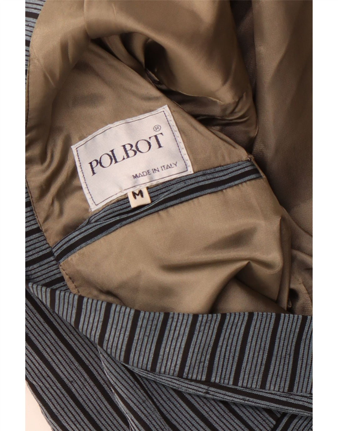 Męska marynarka Polbot zapinana na 3 guziki UK 38 Średnioniebieskie prążki