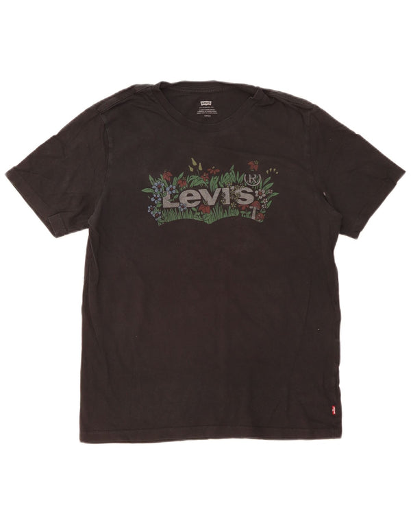 Męski T-shirt z grafiką Levi's, mały, czarny, bawełniany