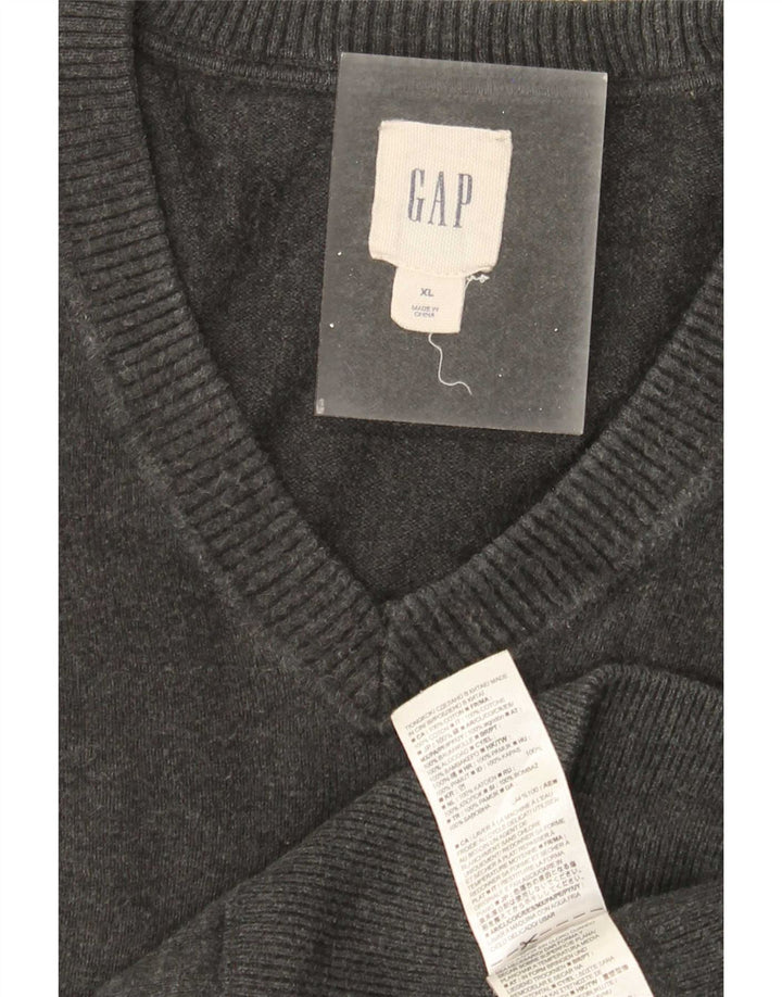 Męski sweter Gap z dekoltem w kształcie litery V, XL, szary, bawełniany